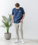 ZEROSTAIN 胸ポケット 刺繍Tシャツ 汗染みの目立ちにくいTシャツ 防汚 UVカット アニマル おじさん ビール アメ車