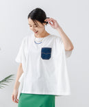 5分袖 刺繍 ポケット付Tシャツ【C17/シーセブンティーン】