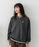 【U.S. POLO ASSN./ユーエスポロアッスン】Vネック リブライン 裏起毛 スウェットトレーナー