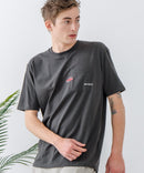 ZEROSTAIN 胸ポケット 刺繍Tシャツ 汗染みの目立ちにくいTシャツ 防汚 UVカット アニマル おじさん ビール アメ車