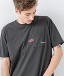 ZEROSTAIN 胸ポケット 刺繍Tシャツ 汗染みの目立ちにくいTシャツ 防汚 UVカット アニマル おじさん ビール アメ車