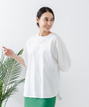 5分袖 刺繍 裾ラウンドTシャツ【C17/シーセブンティーン】