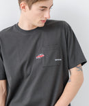 ZEROSTAIN 胸ポケット 刺繍Tシャツ 汗染みの目立ちにくいTシャツ 防汚 UVカット アニマル おじさん ビール アメ車