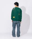 裏起毛 刺繍&プリント 総柄 クルーネックスウェット THRASHER スラッシャー