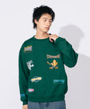 裏起毛 刺繍&プリント 総柄 クルーネックスウェット THRASHER スラッシャー