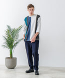 ZEROSTAIN フェイクレイヤード ビッグシルエット 切り替えデザイン 7分袖Tシャツ 汗染みの目立ちにくいTシャツ 防汚 UVカット