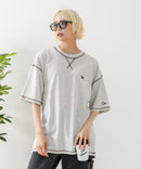 【OUTDOOR EXCHANGE/アウトドアエクスチェンジ】×【ZERO STAIN/ゼロステイン】コラボ 配色 3本針ステッチ クルーネック Tシャツ
