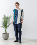 ZEROSTAIN フェイクレイヤード ビッグシルエット 切り替えデザイン 7分袖Tシャツ 汗染みの目立ちにくいTシャツ 防汚 UVカット