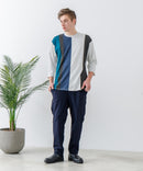 ZEROSTAIN フェイクレイヤード ビッグシルエット 切り替えデザイン 7分袖Tシャツ 汗染みの目立ちにくいTシャツ 防汚 UVカット