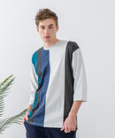 ZEROSTAIN フェイクレイヤード ビッグシルエット 切り替えデザイン 7分袖Tシャツ 汗染みの目立ちにくいTシャツ 防汚 UVカット