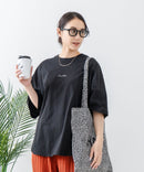 5分袖 刺繍 裾ラウンドTシャツ【C17/シーセブンティーン】