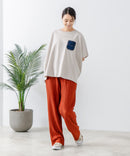 5分袖 刺繍 ポケット付Tシャツ【C17/シーセブンティーン】