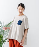 5分袖 刺繍 ポケット付Tシャツ【C17/シーセブンティーン】