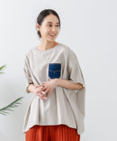 5分袖 刺繍 ポケット付Tシャツ【C17/シーセブンティーン】