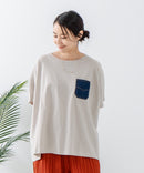 5分袖 刺繍 ポケット付Tシャツ【C17/シーセブンティーン】