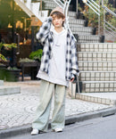 【UNIIT × RED CAP GIRL】 オンブレチェック ルーズシルエット バック刺繍シャツ コットン100%