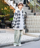 【UNIIT × RED CAP GIRL】 オンブレチェック ルーズシルエット バック刺繍シャツ コットン100%