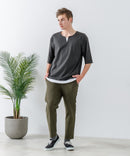 ZEROSTAIN フェイクレイヤード ビッグシルエット キーネック クルーネック Tシャツ 汗染みの目立ちにくいTシャツ 防汚 UVカット ZERO STAIN