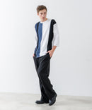 ZEROSTAIN フェイクレイヤード ビッグシルエット 切り替えデザイン 7分袖Tシャツ 汗染みの目立ちにくいTシャツ 防汚 UVカット