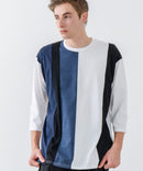 ZEROSTAIN フェイクレイヤード ビッグシルエット 切り替えデザイン 7分袖Tシャツ 汗染みの目立ちにくいTシャツ 防汚 UVカット