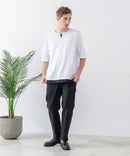 ZEROSTAIN フェイクレイヤード ビッグシルエット キーネック クルーネック Tシャツ 汗染みの目立ちにくいTシャツ 防汚 UVカット ZERO STAIN