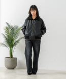 【BEVERLY HILLS POLO CLUB/ビバリーヒルズポロクラブ】フェイクレザー リブブルゾン