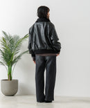 【BEVERLY HILLS POLO CLUB/ビバリーヒルズポロクラブ】フェイクレザー リブブルゾン