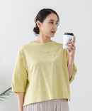 5分袖 刺繍バルーンスリーブTシャツ【C17/シーセブンティーン】