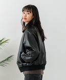 【BEVERLY HILLS POLO CLUB/ビバリーヒルズポロクラブ】フェイクレザー リブブルゾン