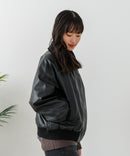 【BEVERLY HILLS POLO CLUB/ビバリーヒルズポロクラブ】フェイクレザー リブブルゾン