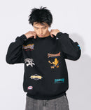 裏起毛 刺繍&プリント 総柄 クルーネックスウェット THRASHER スラッシャー