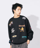裏起毛 刺繍&プリント 総柄 クルーネックスウェット THRASHER スラッシャー
