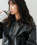 【BEVERLY HILLS POLO CLUB/ビバリーヒルズポロクラブ】フェイクレザー リブブルゾン