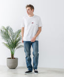 ZEROSTAIN 胸ポケット 刺繍Tシャツ 汗染みの目立ちにくいTシャツ 防汚 UVカット アニマル おじさん ビール アメ車