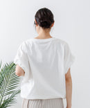 5分袖 刺繍 ねじりスリーブTシャツ【C17/シーセブンティーン】