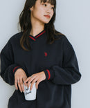 【U.S. POLO ASSN./ユーエスポロアッスン】Vネック リブライン 裏起毛 スウェットトレーナー