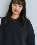 【U.S. POLO ASSN./ユーエスポロアッスン】Vネック リブライン 裏起毛 スウェットトレーナー