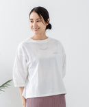 5分袖 刺繍バルーンスリーブTシャツ【C17/シーセブンティーン】