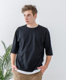 ZEROSTAIN フェイクレイヤード ビッグシルエット キーネック クルーネック Tシャツ 汗染みの目立ちにくいTシャツ 防汚 UVカット ZERO STAIN