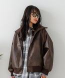 【BEVERLY HILLS POLO CLUB/ビバリーヒルズポロクラブ】フェイクレザー リブブルゾン