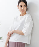 5分袖 刺繍バルーンスリーブTシャツ【C17/シーセブンティーン】