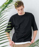 ZEROSTAIN フェイクレイヤード ビッグシルエット キーネック クルーネック Tシャツ 汗染みの目立ちにくいTシャツ 防汚 UVカット ZERO STAIN