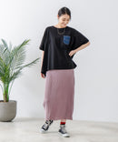 5分袖 刺繍 ポケット付Tシャツ【C17/シーセブンティーン】