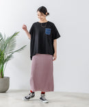 5分袖 刺繍 ポケット付Tシャツ【C17/シーセブンティーン】