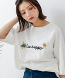 【CONVERSE/コンバース】×【TOM AND JERRY/トムとジェリー】ブランドロゴ 刺繍 オーバーサイズ Tシャツzo
