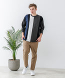 ZEROSTAIN フェイクレイヤード ビッグシルエット 切り替えデザイン 7分袖Tシャツ 汗染みの目立ちにくいTシャツ 防汚 UVカット