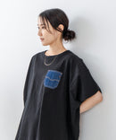 5分袖 刺繍 ポケット付Tシャツ【C17/シーセブンティーン】