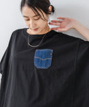 5分袖 刺繍 ポケット付Tシャツ【C17/シーセブンティーン】