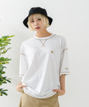 【OUTDOOR EXCHANGE/アウトドアエクスチェンジ】×【ZERO STAIN/ゼロステイン】コラボ 配色 3本針ステッチ クルーネック Tシャツ