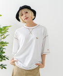 【OUTDOOR EXCHANGE/アウトドアエクスチェンジ】×【ZERO STAIN/ゼロステイン】コラボ 配色 3本針ステッチ クルーネック Tシャツ